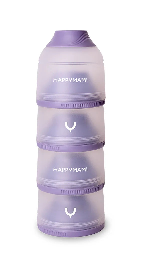 Dosificador de leche Happymami lila de cuatro compartimentos apilados