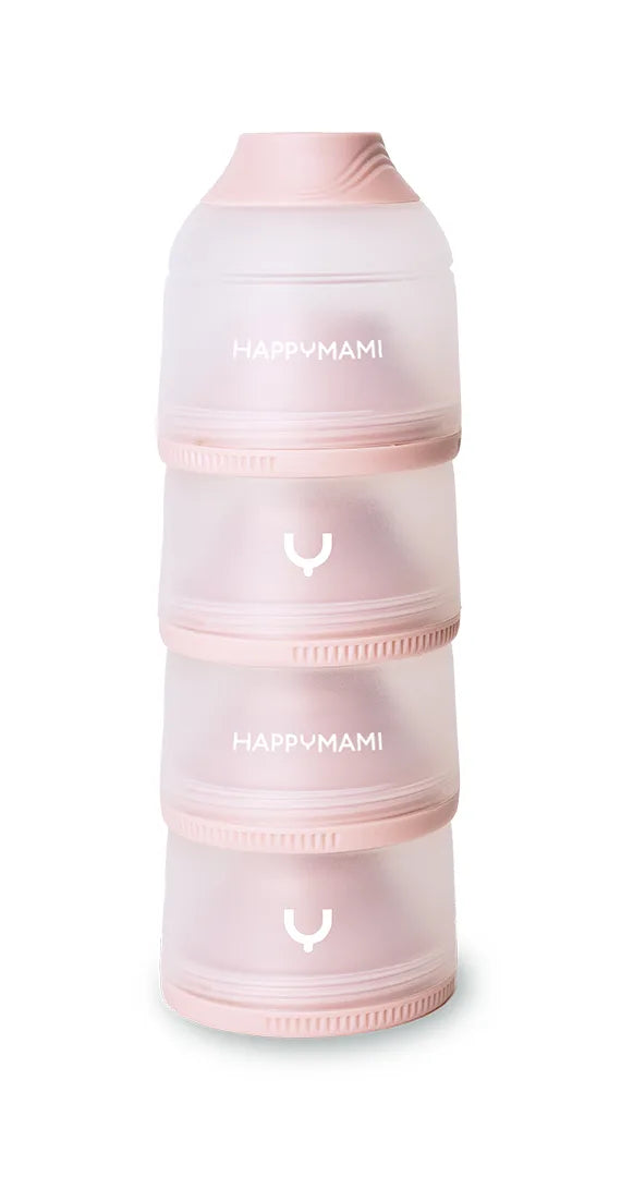 Dosificador de leche Happymami rosa de cuatro compartimentos apilados