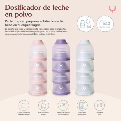 Dosificador de leche en polvo para bebé con 4 compartimentos