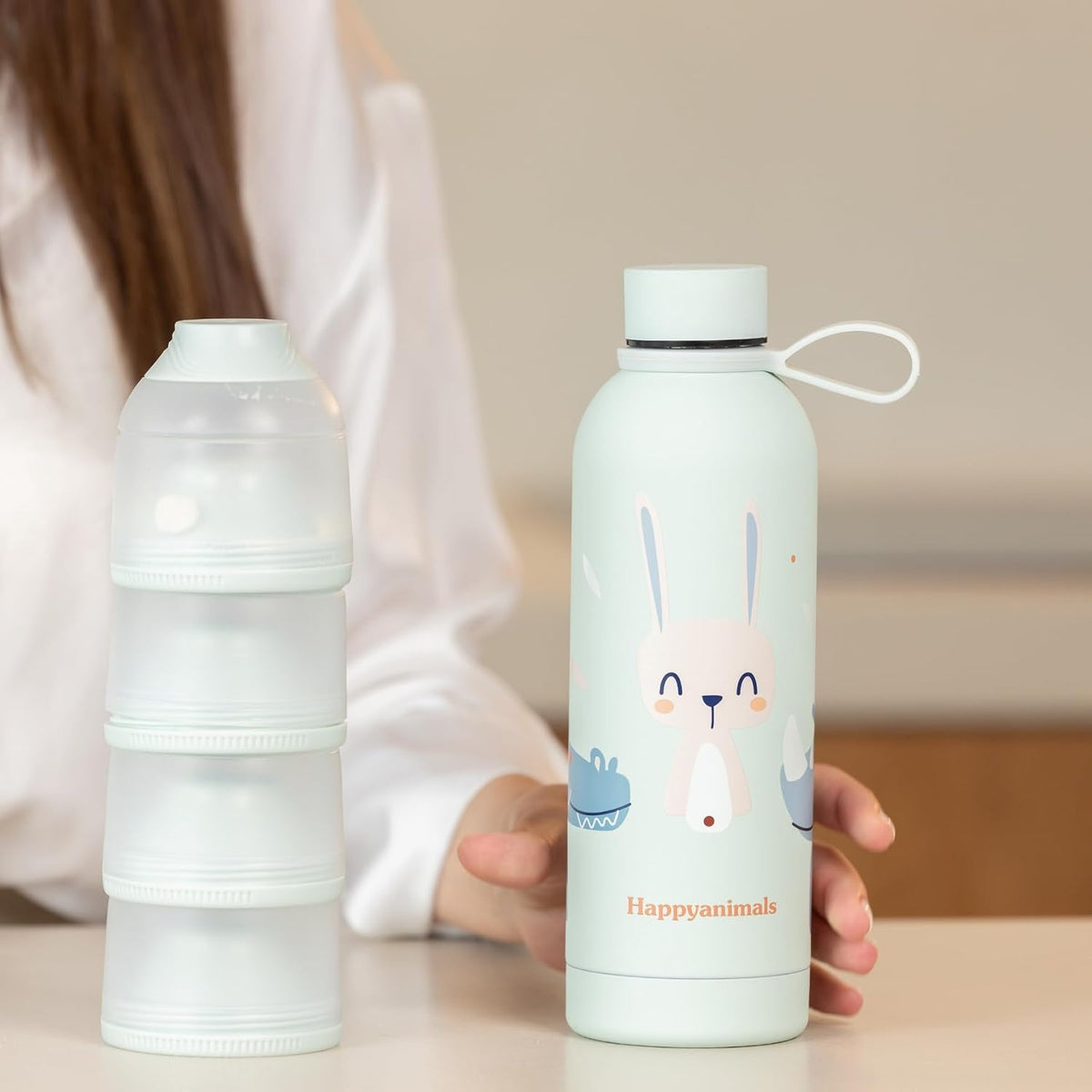 Dosificador de leche en polvo para bebé con 4 compartimentos