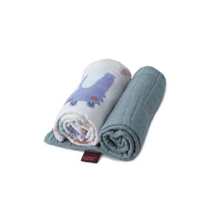 Muselina turquesa Happyanimals 2 blanco 1080